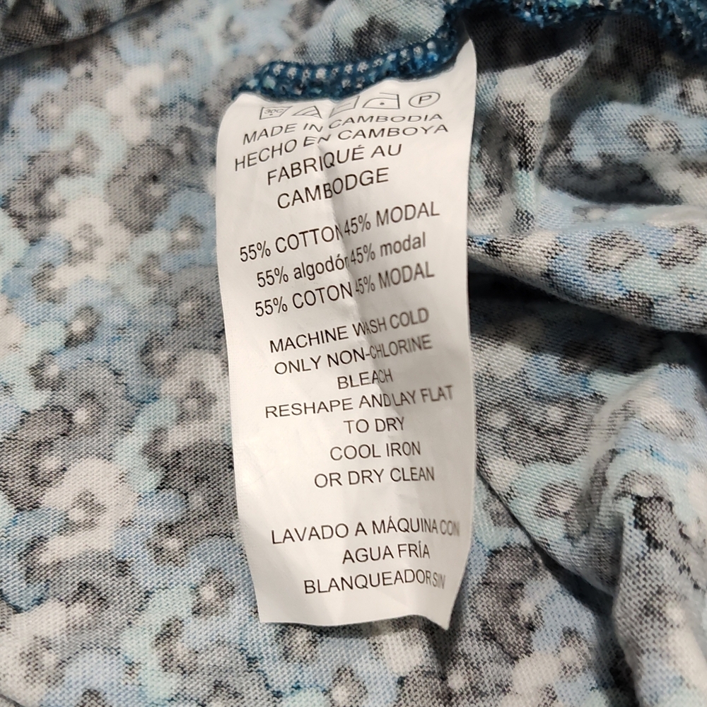 Michael Kors Women's Long Sleeve Blue Floral Top Blouse, Size Medium - Picture 6 of 8